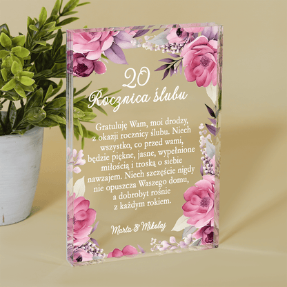 20. rocznica ślubu życzenia - Druk na szkle, spersonalizowany prezent dla pary - Adamell.pl