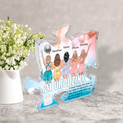 21. urodziny przyjaciółki - Druk na szkle - puzzel, spersonalizowany prezent dla przyjaciółki - Adamell.pl