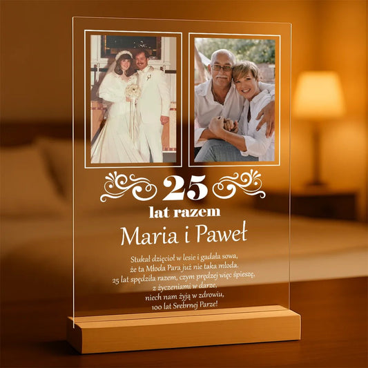 25 lat razem - Druk na szkle, spersonalizowany prezent dla pary - Adamell.pl