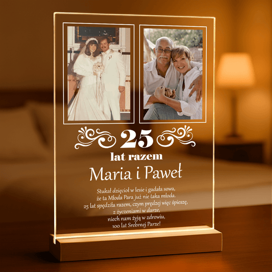 25 lat razem - Druk na szkle, spersonalizowany prezent dla pary - Adamell.pl