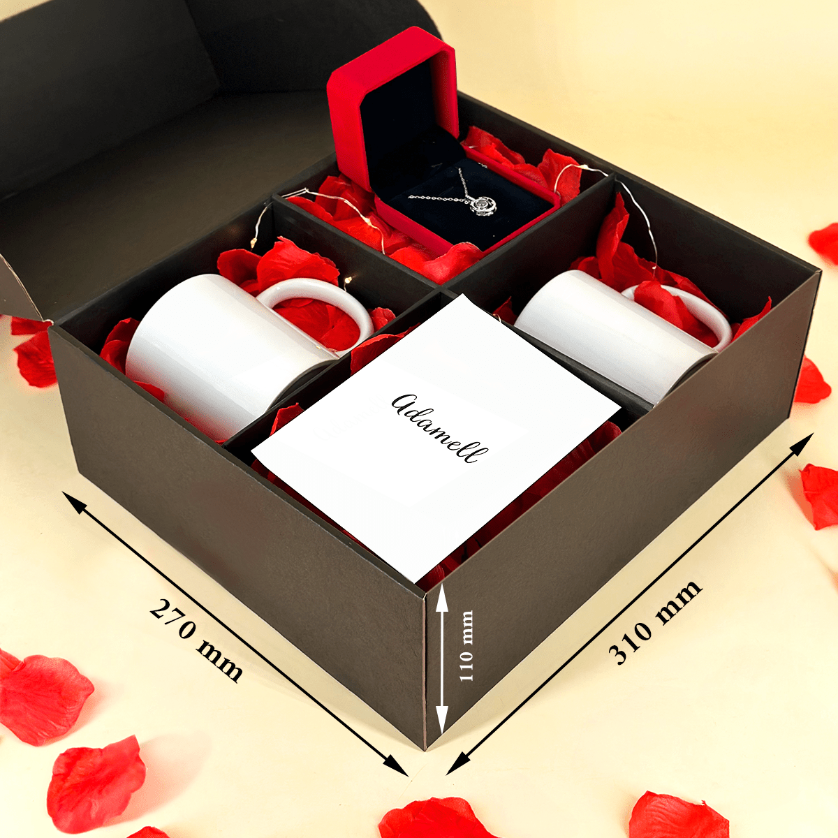 2x kubek z nadrukiem KOCHAM CIĘ + wisiorek box 3 w 1 - zestaw prezentowy, spersonalizowany prezent dla pary - Adamell.pl
