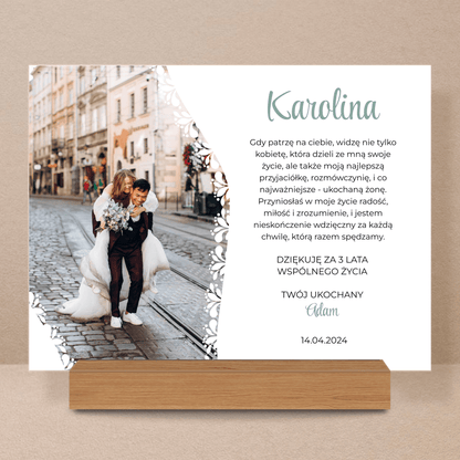 3 rocznica - Druk na szkle, spersonalizowany prezent dla pary - Adamell.pl