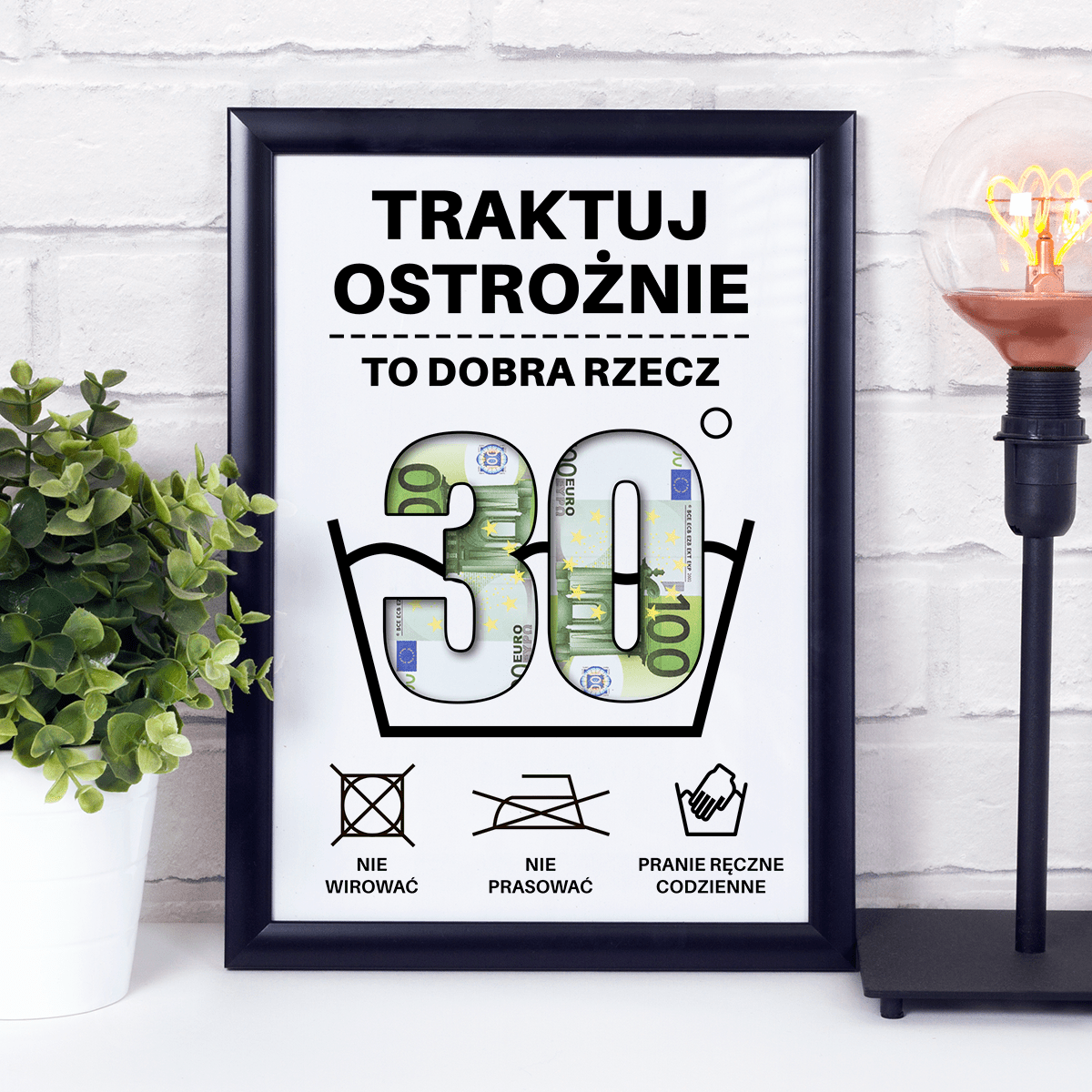 30 urodziny - Ramka na pieniądze, spersonalizowany prezent na urodziny - Adamell.pl