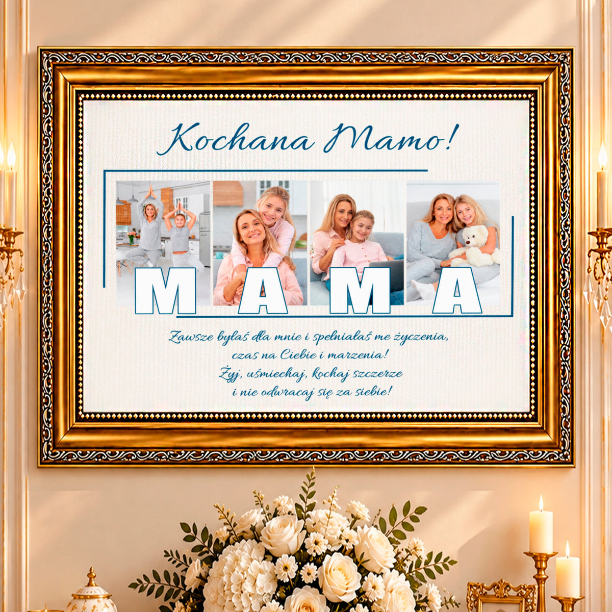 Kolaż ze zdjęć na płótnie Cztery kadry — prezent dla mamy
