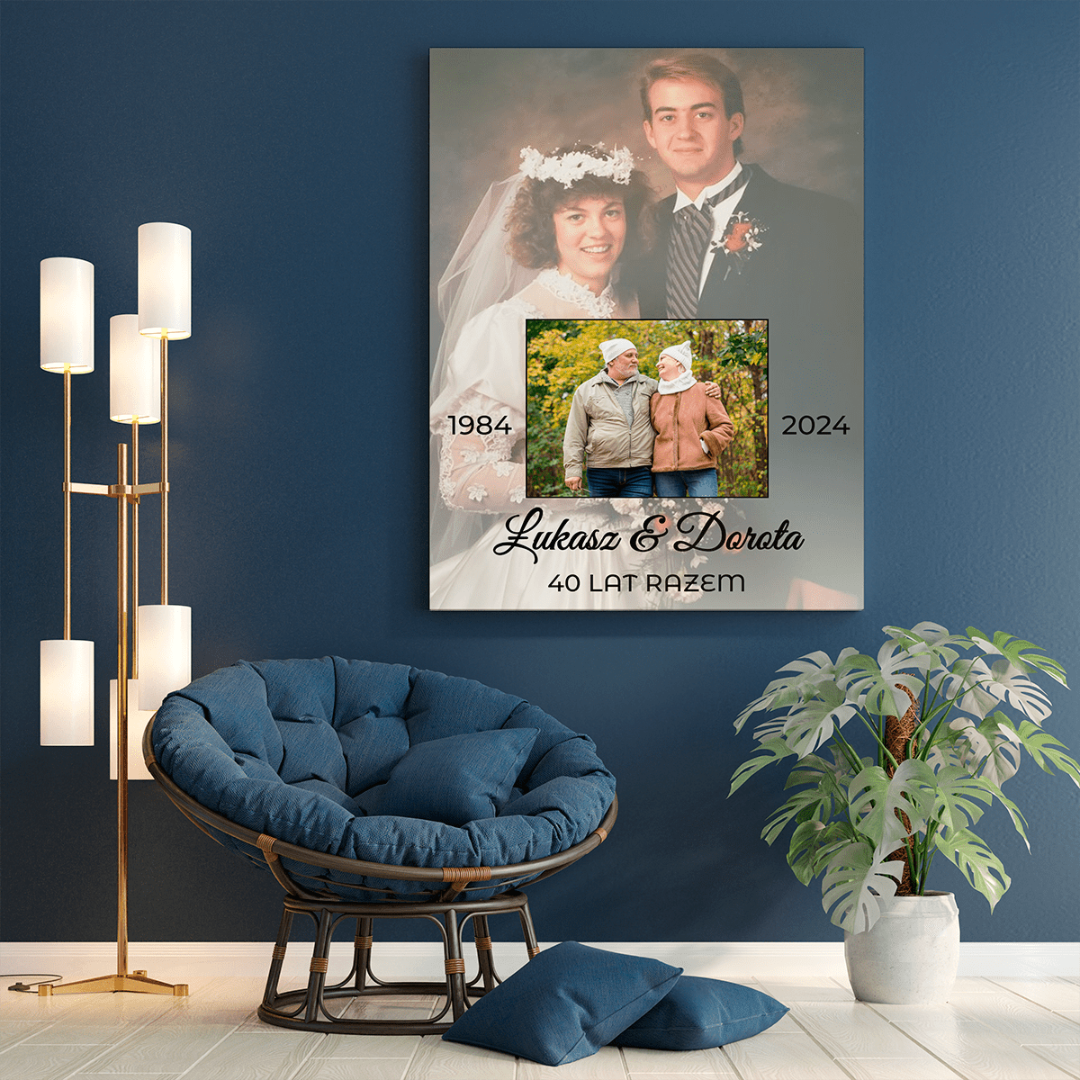 40 lat razem 2 zdjęcia - druk na płótnie, spersonalizowany prezent dla pary - Adamell.pl