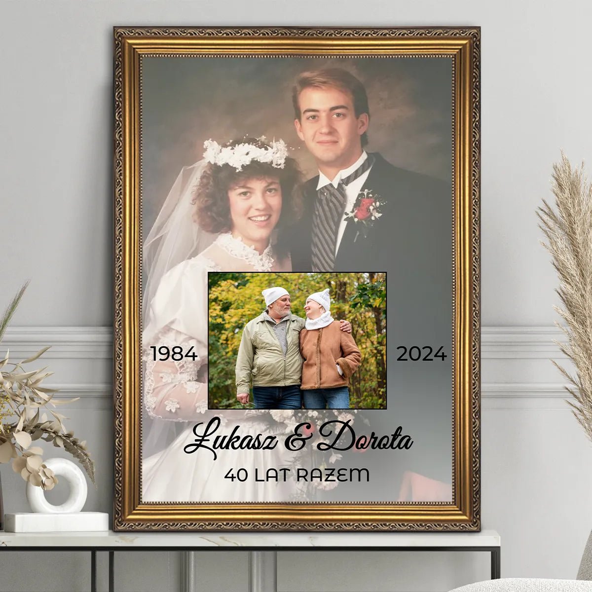 40 lat razem 2 zdjęcia - druk na płótnie, spersonalizowany prezent dla pary - Adamell.pl