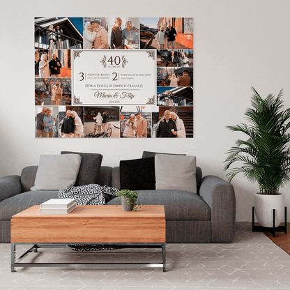 40 wspólnych lat - druk na płótnie, spersonalizowany prezent dla pary - Adamell.pl