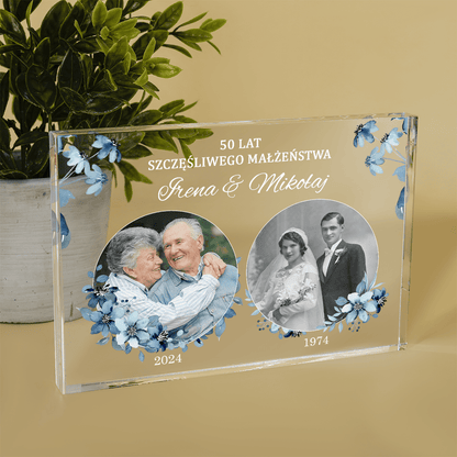 50 lat szczęśliwego małżeństwa - Druk na szkle, spersonalizowany prezent dla pary - Adamell.pl