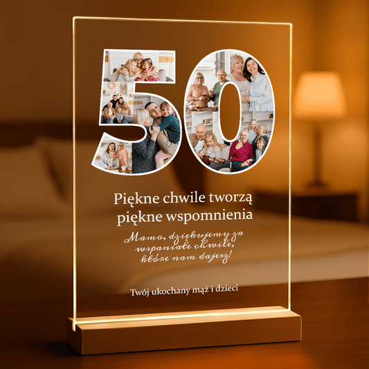 50 urodziny - Druk na szkle, spersonalizowany prezent dla mamy - Adamell.pl