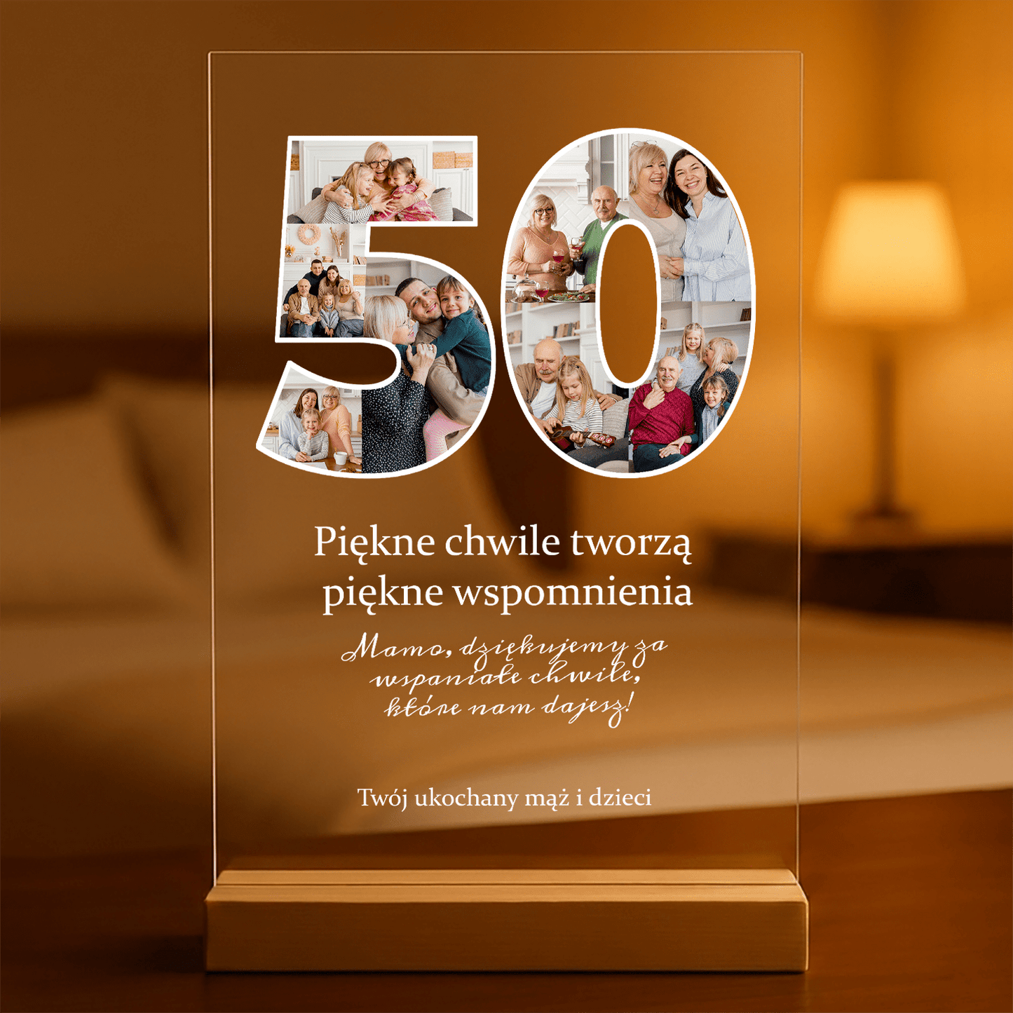 50 urodziny - Druk na szkle, spersonalizowany prezent dla mamy - Adamell.pl