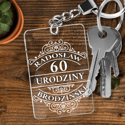60. urodziny - brelok do kluczy, spersonalizowany prezent dla niego - Adamell.pl