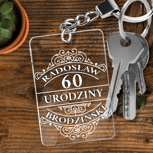 60. urodziny - brelok do kluczy, spersonalizowany prezent dla niego - Adamell.pl