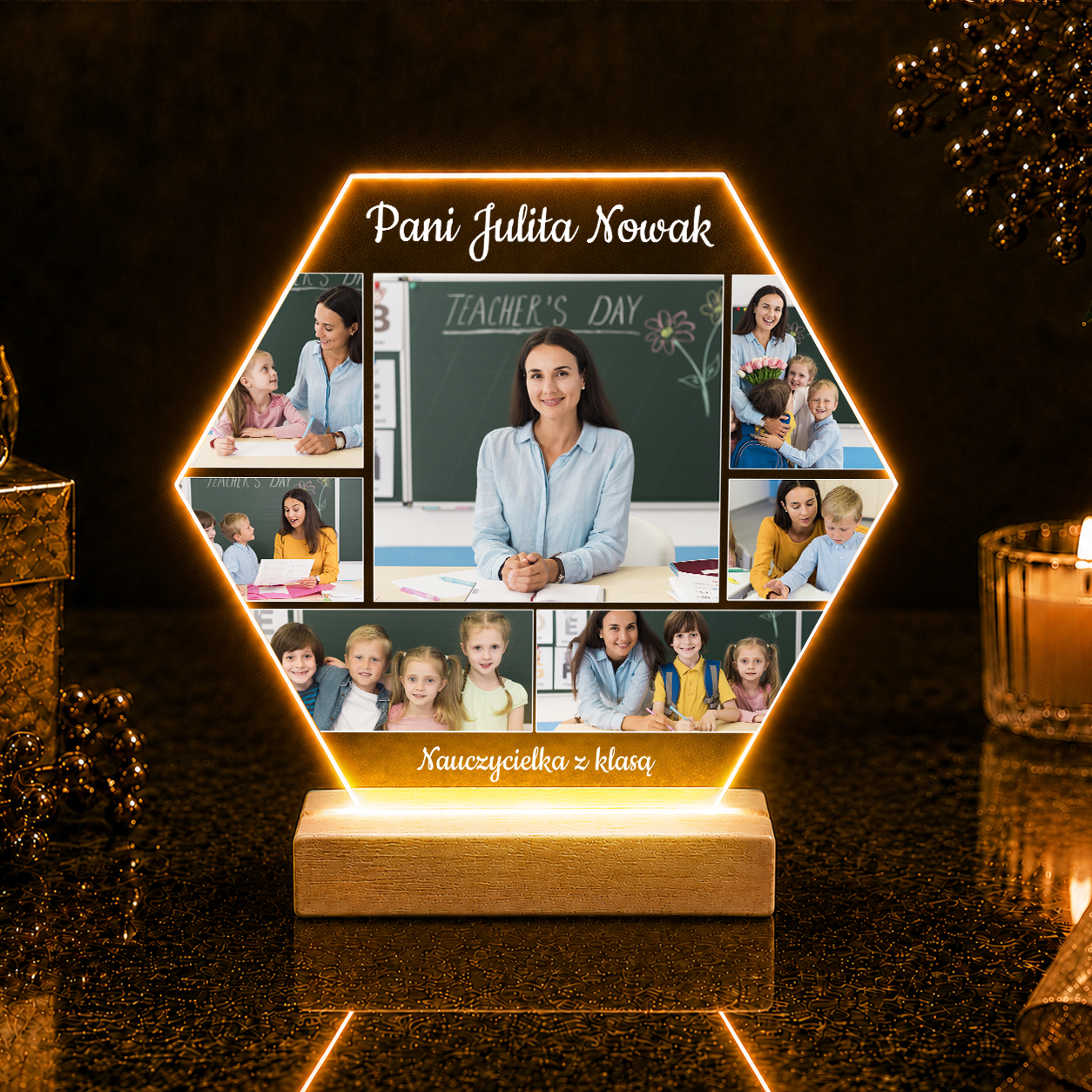 Pani nauczycielka z klasą - Druk na szkle, spersonalizowany prezent dla nauczyciela