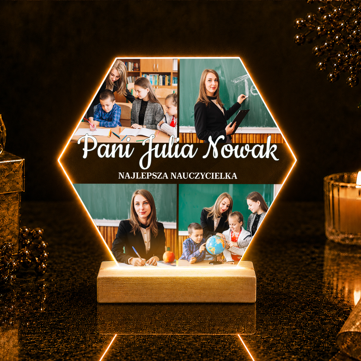 Najlepsza nauczycielka 4 zdjęcia - Druk na szkle, spersonalizowany prezent dla nauczycielki