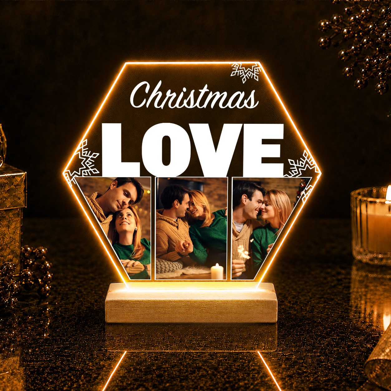 Christmas LOVE - Druk na szkle, spersonalizowany prezent dla żony