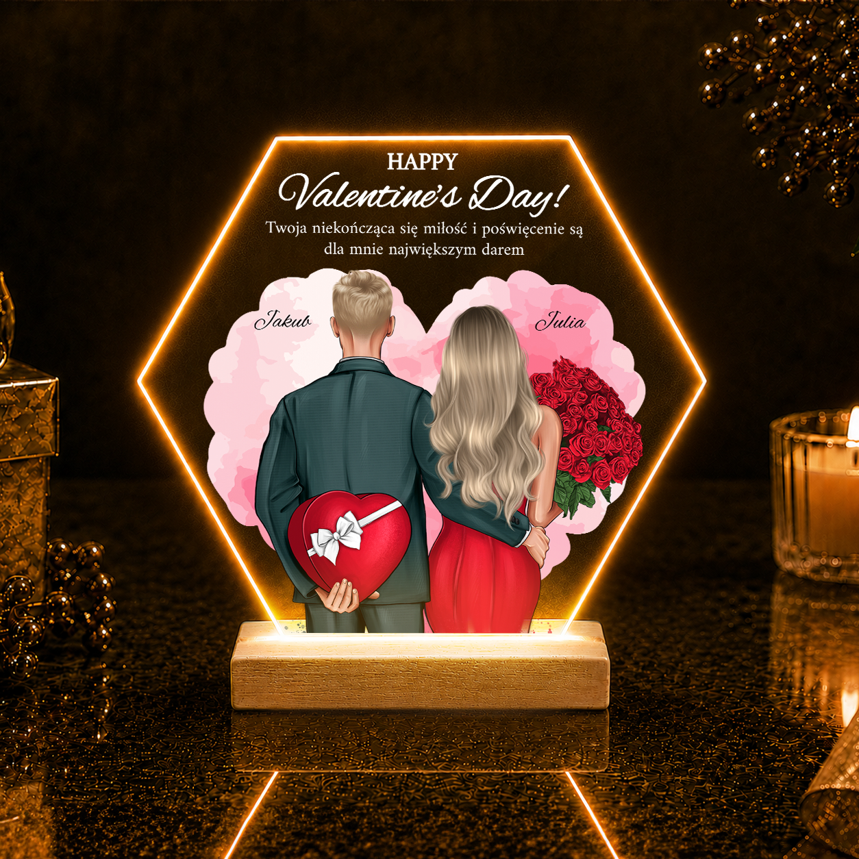 Twoja miłość Clipart - Druk na szkle, spersonalizowany prezent dla pary