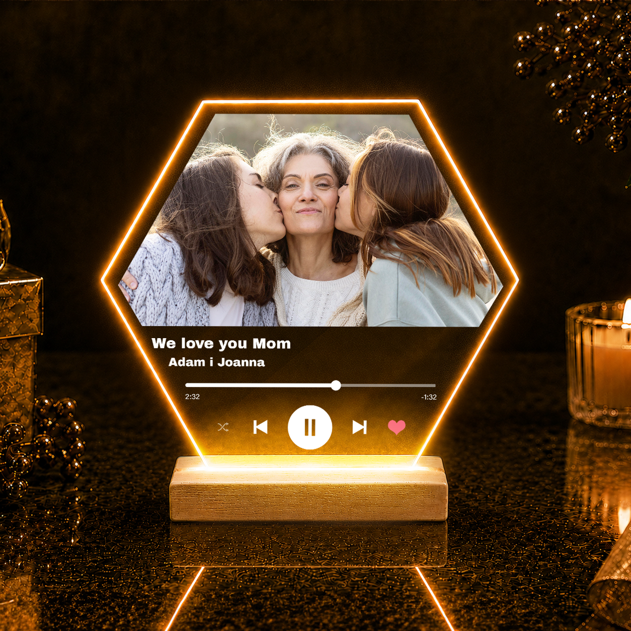 We love you Mom Spotify - Druk na szkle, spersonalizowany prezent dla mamy