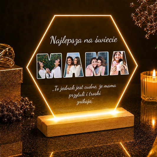Napis MAMA fotokolaż - Druk na szkle, spersonalizowany prezent dla mamy