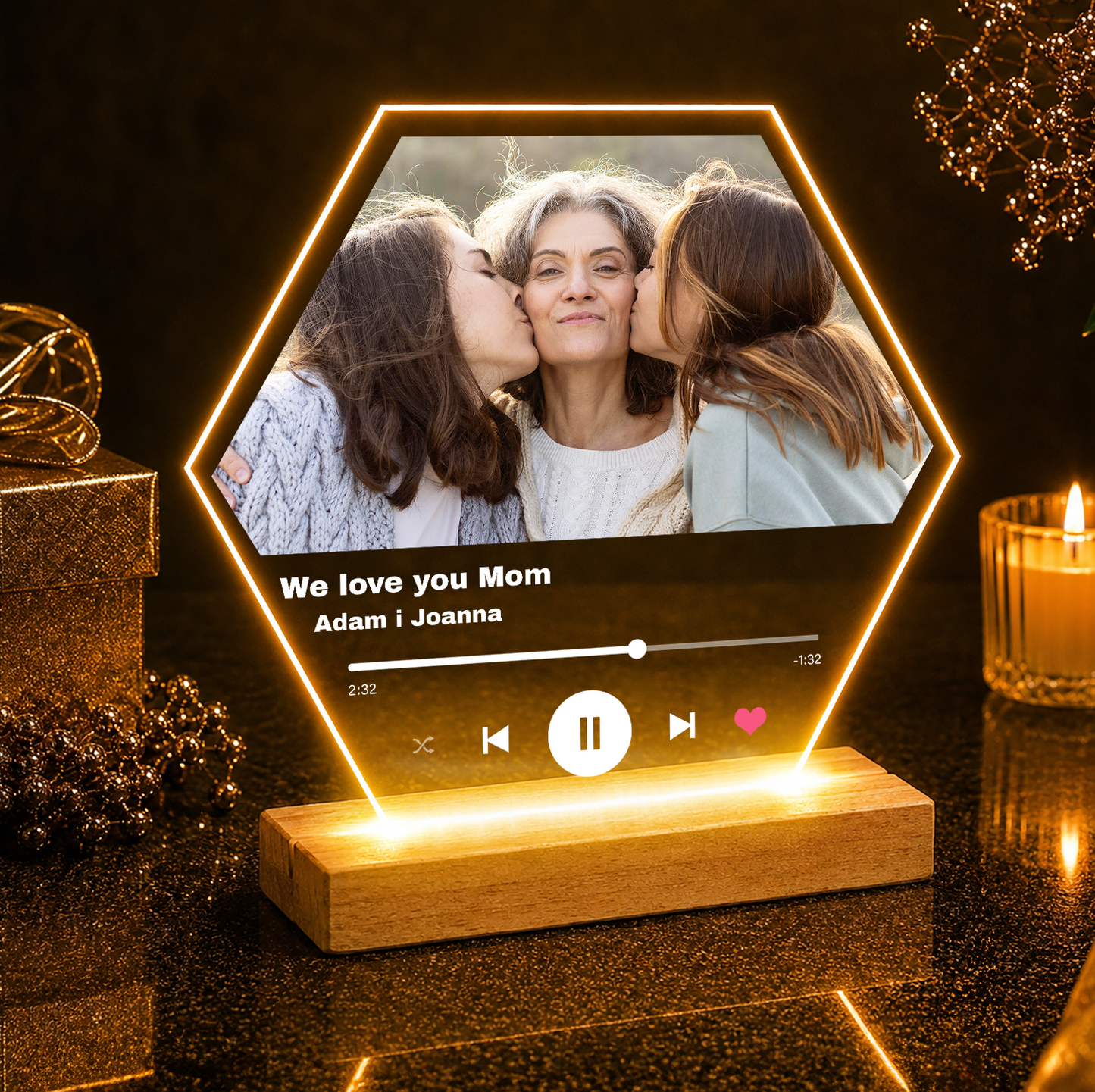 We love you Mom Spotify - Druk na szkle, spersonalizowany prezent dla mamy