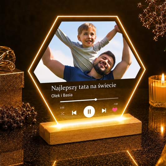 Najlepszy tata na świecie Spotify - Druk na szkle, spersonalizowany prezent dla taty