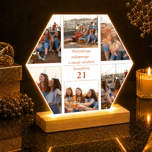 Życzenia na 21. urodziny - Druk na szkle, spersonalizowany prezent dla przyjaciela