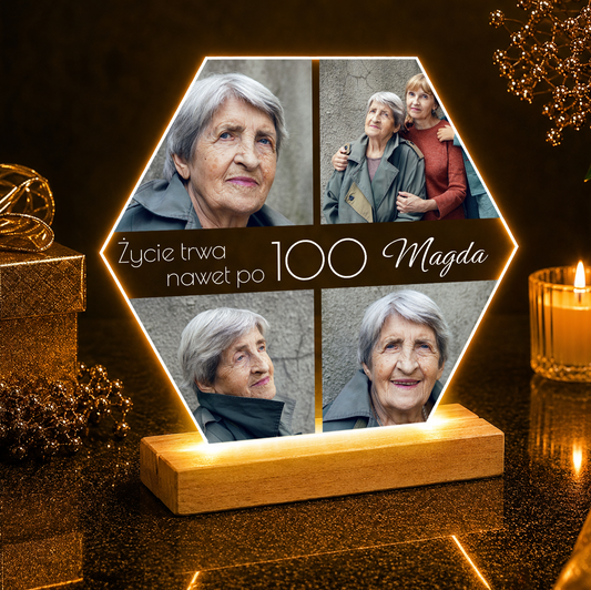 Z okazji 100. urodzin - Druk na szkle, spersonalizowany prezent dla babci
