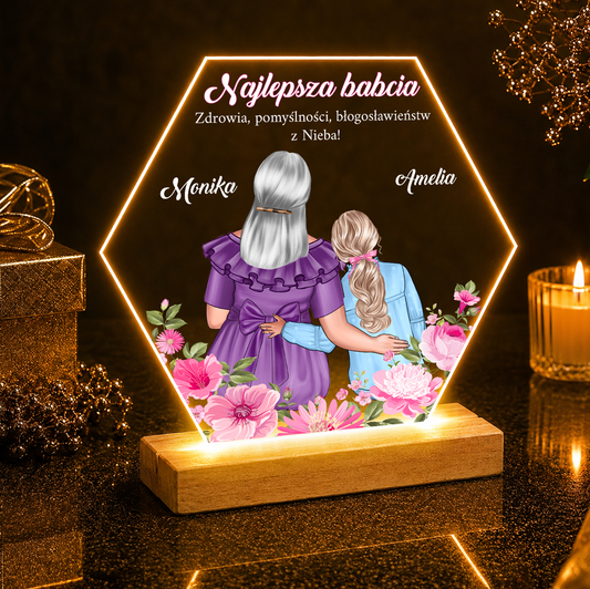 Najlepsza babcia Clipart + napisy - Druk na szkle, spersonalizowany prezent dla babci