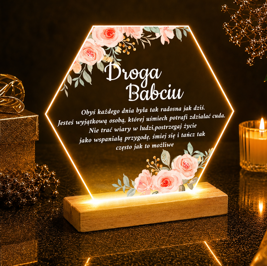 Droga babciu tekst - Druk na szkle, spersonalizowany prezent dla babci