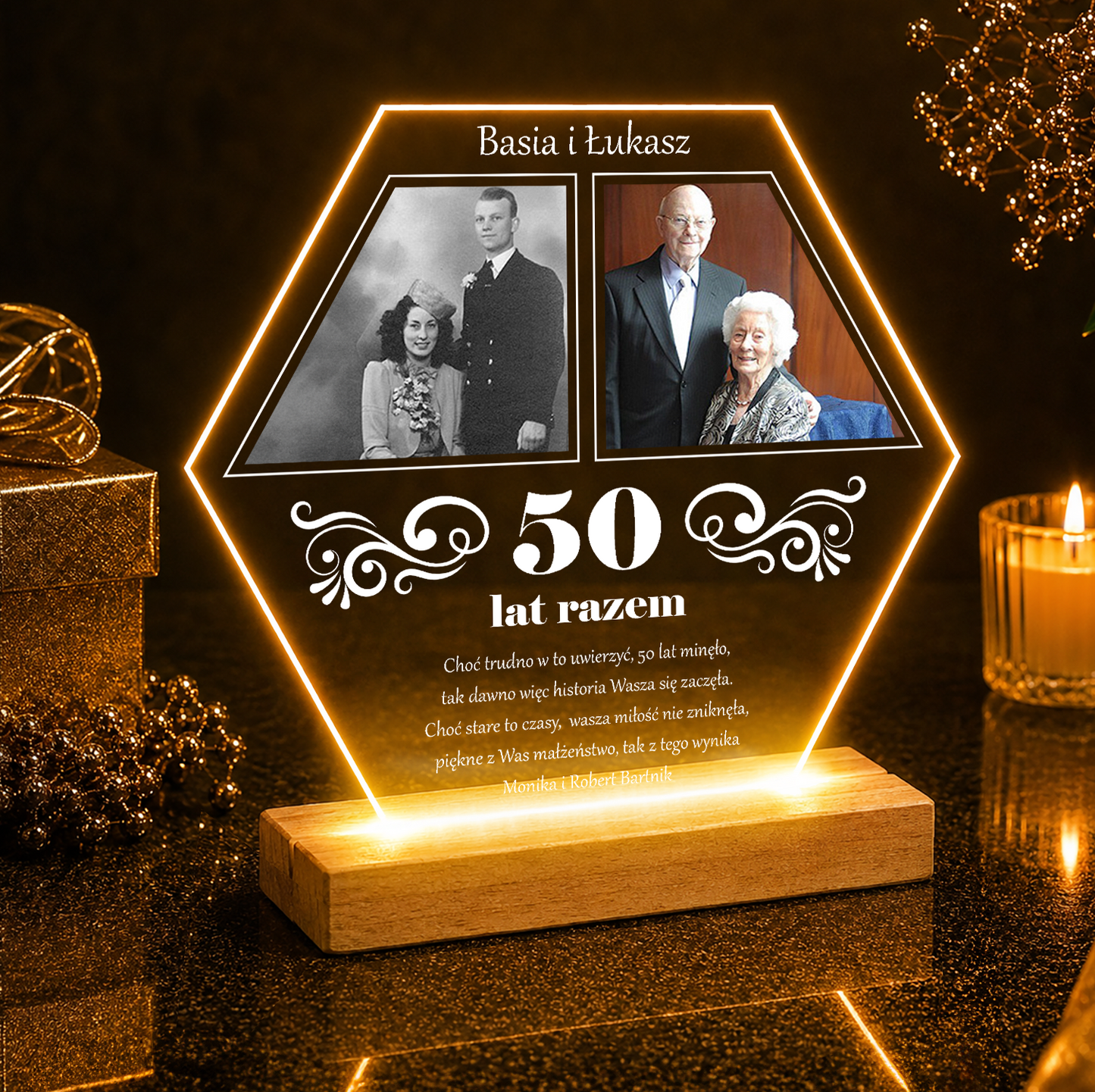 Nasze 50 lat razem - Druk na szkle, spersonalizowany prezent dla pary
