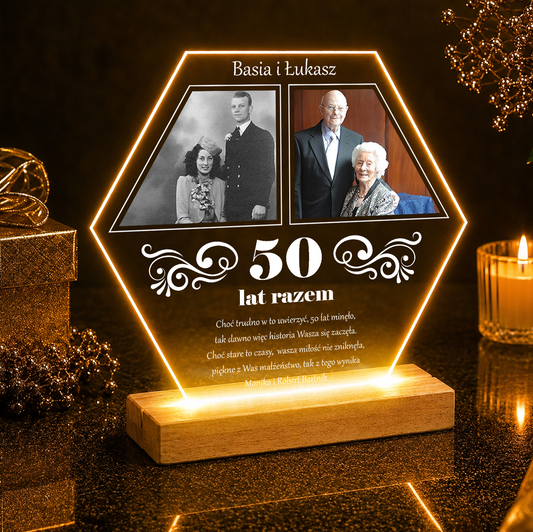 Nasze 50 lat razem - Druk na szkle, spersonalizowany prezent dla pary
