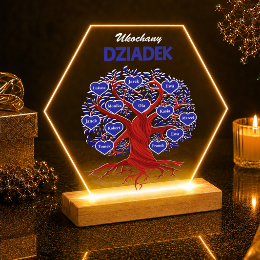 Kochany dziadek drzewo z imionami - Druk na szkle, spersonalizowany prezent dla dziadka