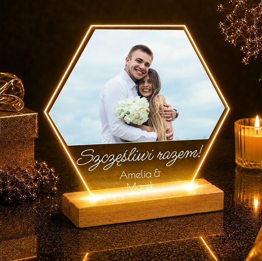 Szczęśliwi nowożeńcy - Druk na szkle, spersonalizowany prezent dla pary
