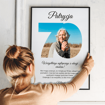 70 lat minęło - plakat, spersonalizowany prezent dla kobiety - Adamell.pl