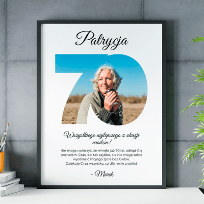 70 lat minęło - plakat, spersonalizowany prezent dla kobiety - Adamell.pl
