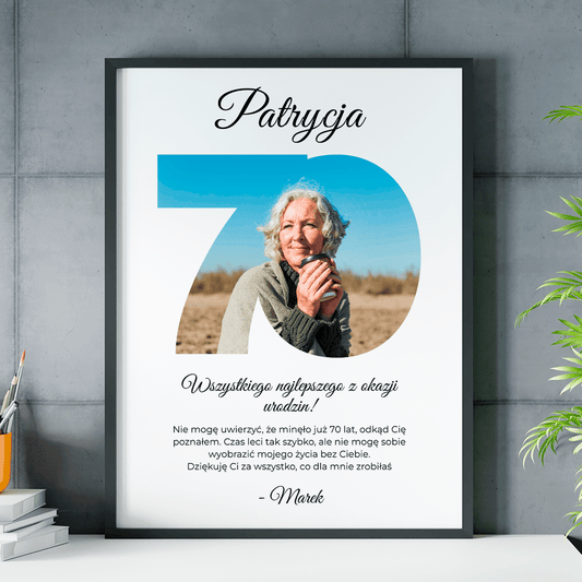70 lat minęło - plakat, spersonalizowany prezent dla kobiety - Adamell.pl