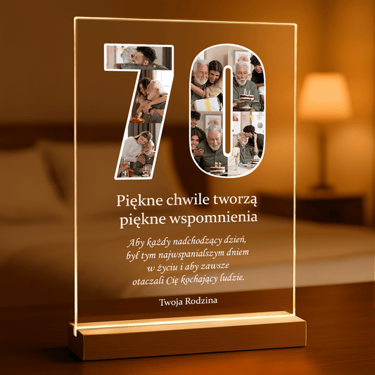 70. urodziny - Druk na szkle, spersonalizowany prezent - Adamell.pl