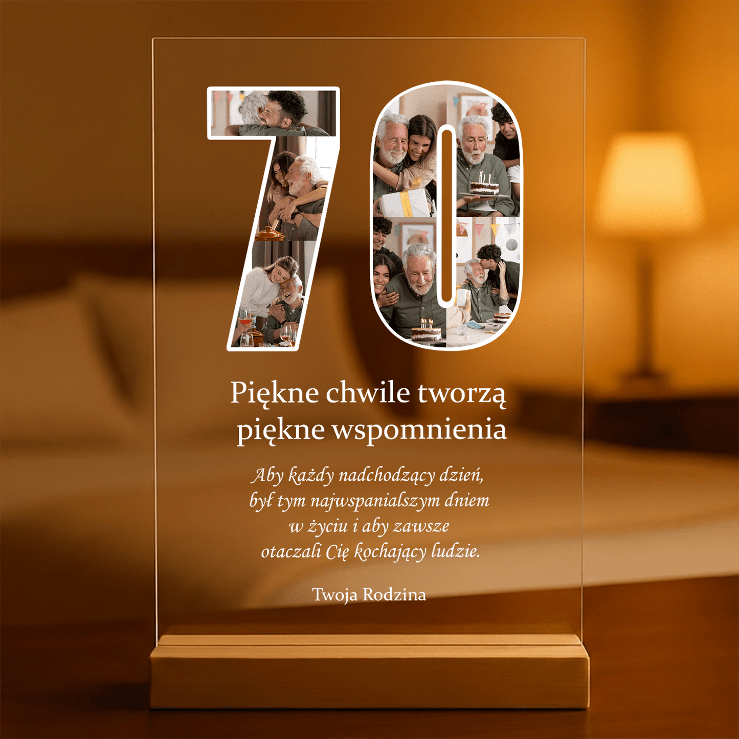 70. urodziny - Druk na szkle, spersonalizowany prezent - Adamell.pl