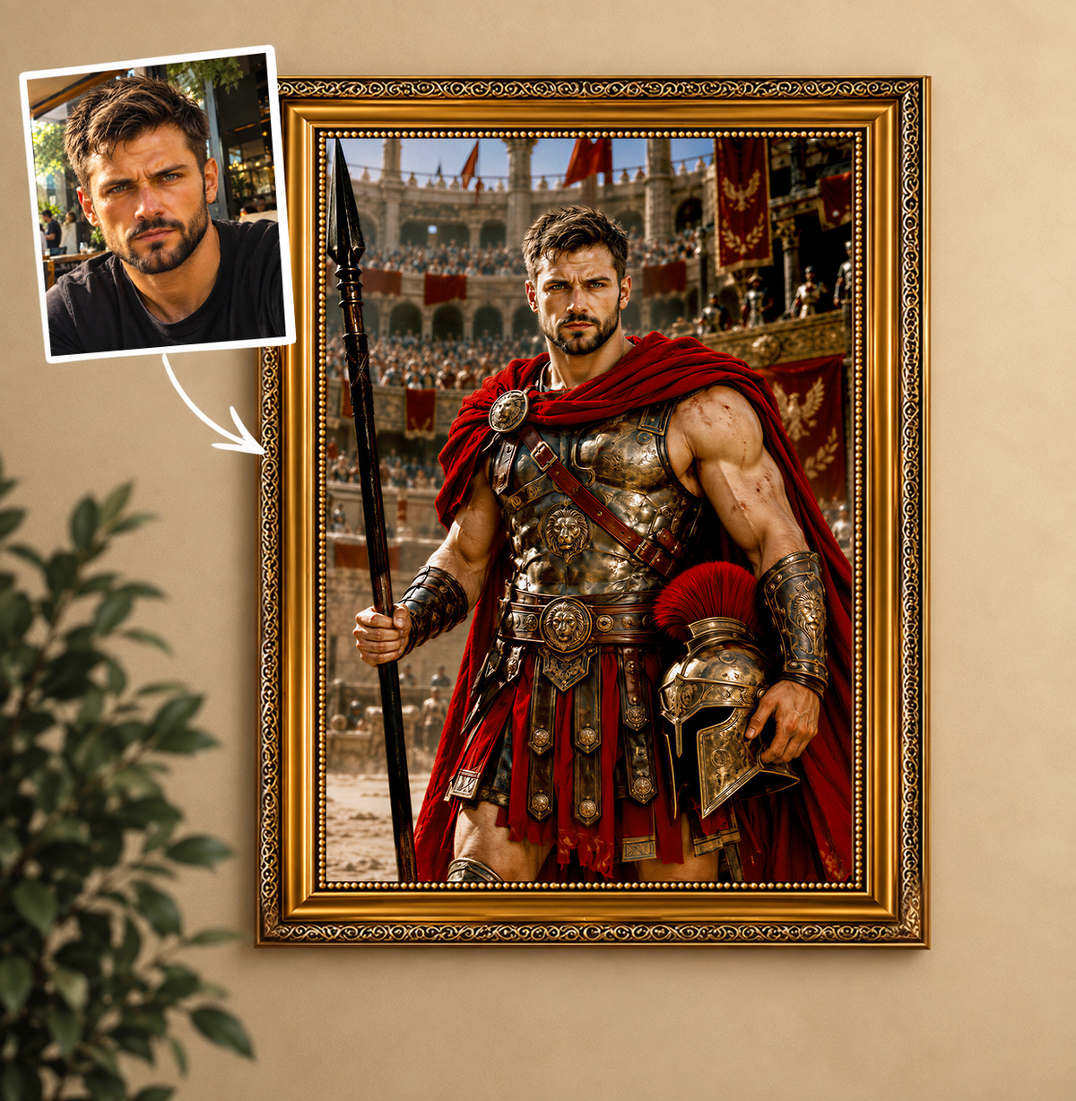 Portret ze zdjęcia na płótnie Portret gladiatora — prezent dla mężczyzny