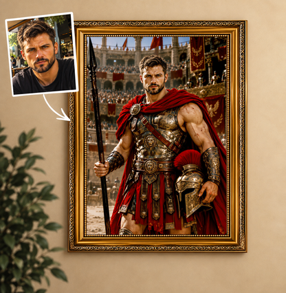 Portret ze zdjęcia na płótnie Portret gladiatora — prezent dla mężczyzny