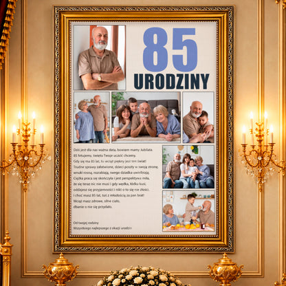 Kolaż ze zdjęć na płótnie Osiemdziesiąte piąte urodziny — prezent na 80 urodziny