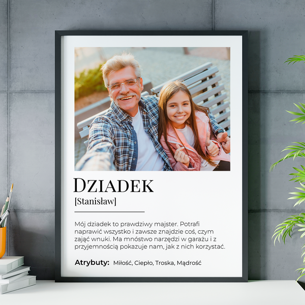 Mój dziadek - plakat, spersonalizowany prezent dla dziadka