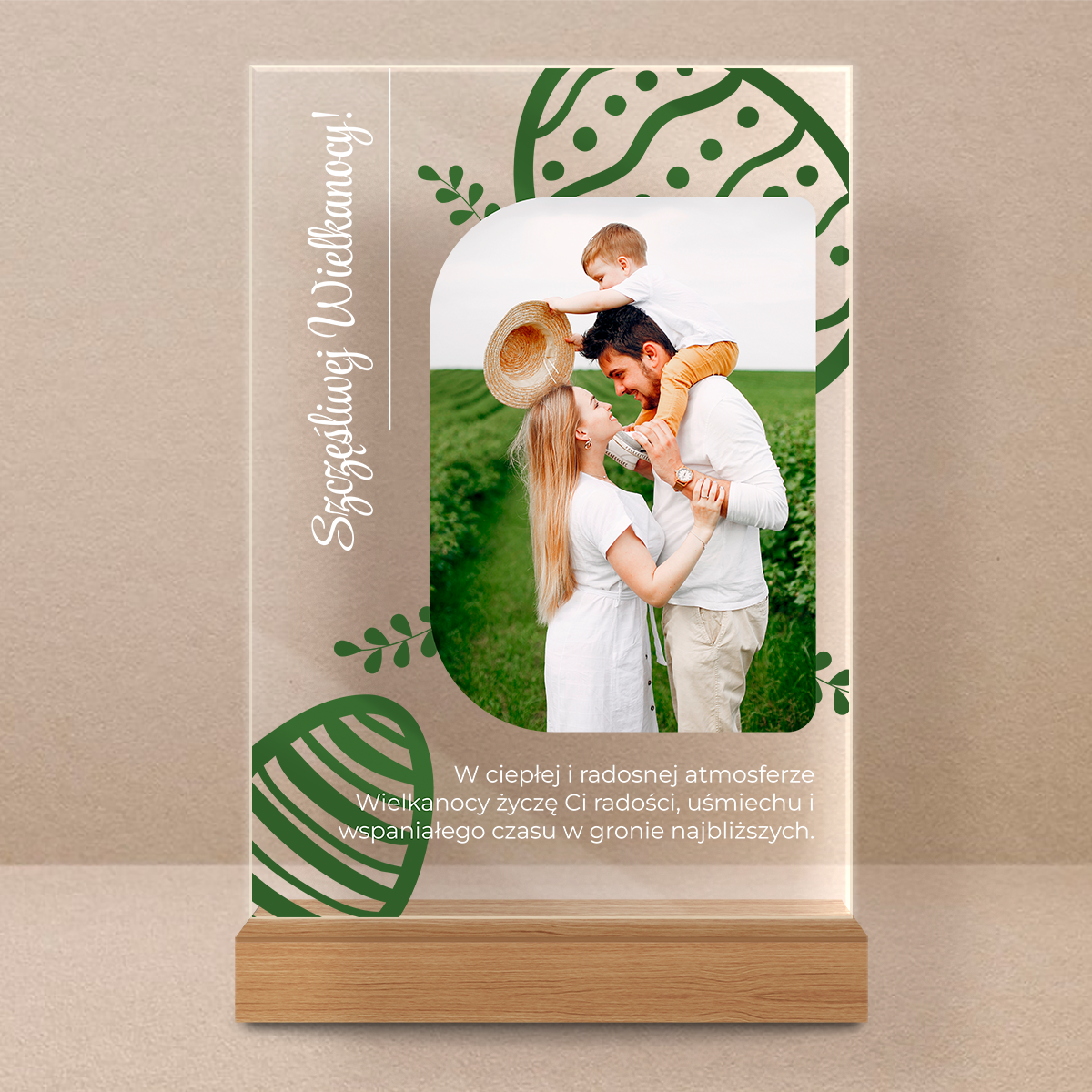 Szczęśliwej Wielkanocy - Druk na szkle, spersonalizowany prezent dla niej, niego