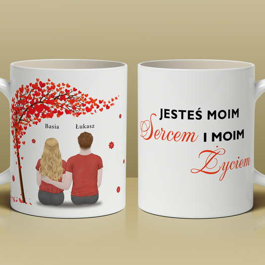 Moje serce - 1x Kubek z nadrukiem, spersonalizowany prezent dla pary - Adamell.pl