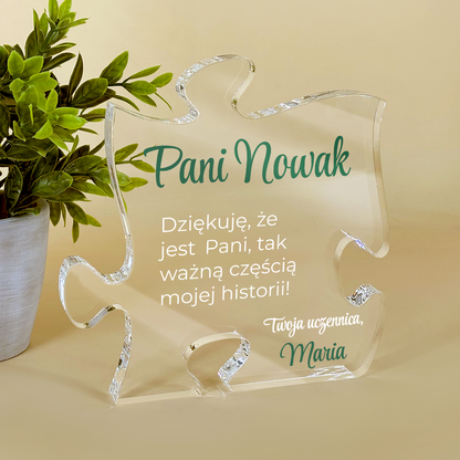 Nauczycielka częścią historii - Druk na szkle - puzzel, spersonalizowany prezent dla nauczyciela