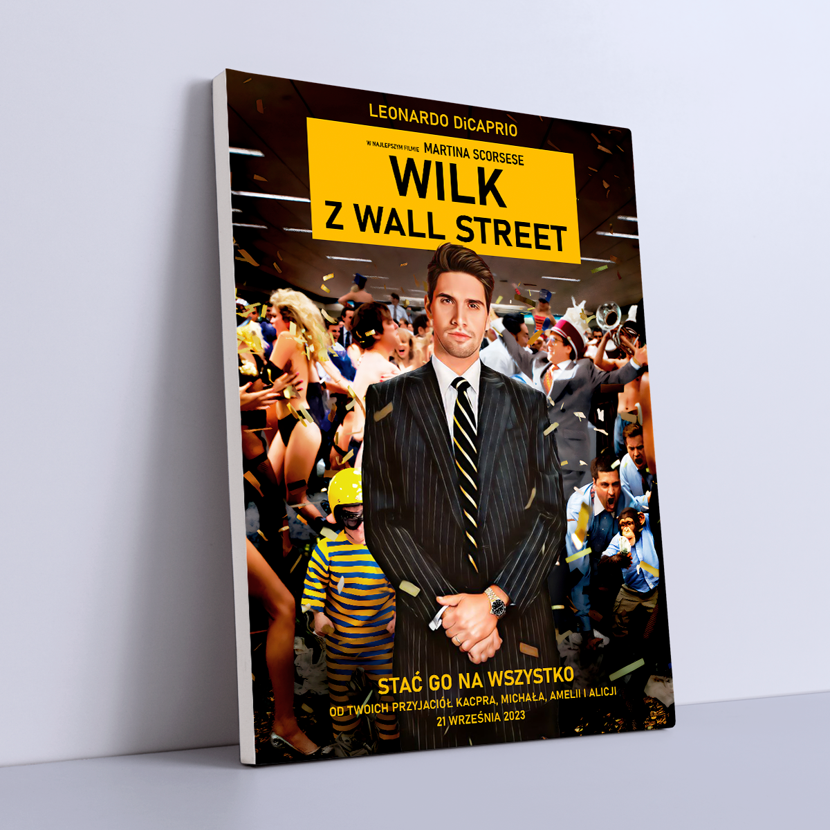 Wilk z Wall Street - druk na płótnie, spersonalizowany prezent dla mężczyzny