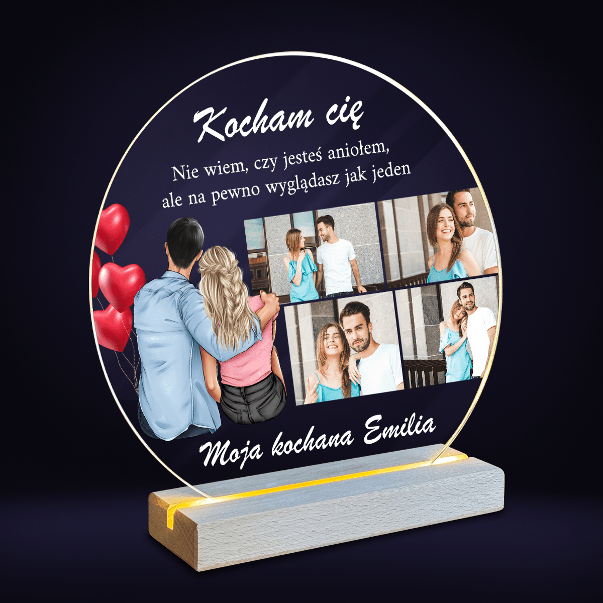 Anioł Clipart + zdjęcia - Druk na szkle, spersonalizowany prezent dla niej - Adamell.pl