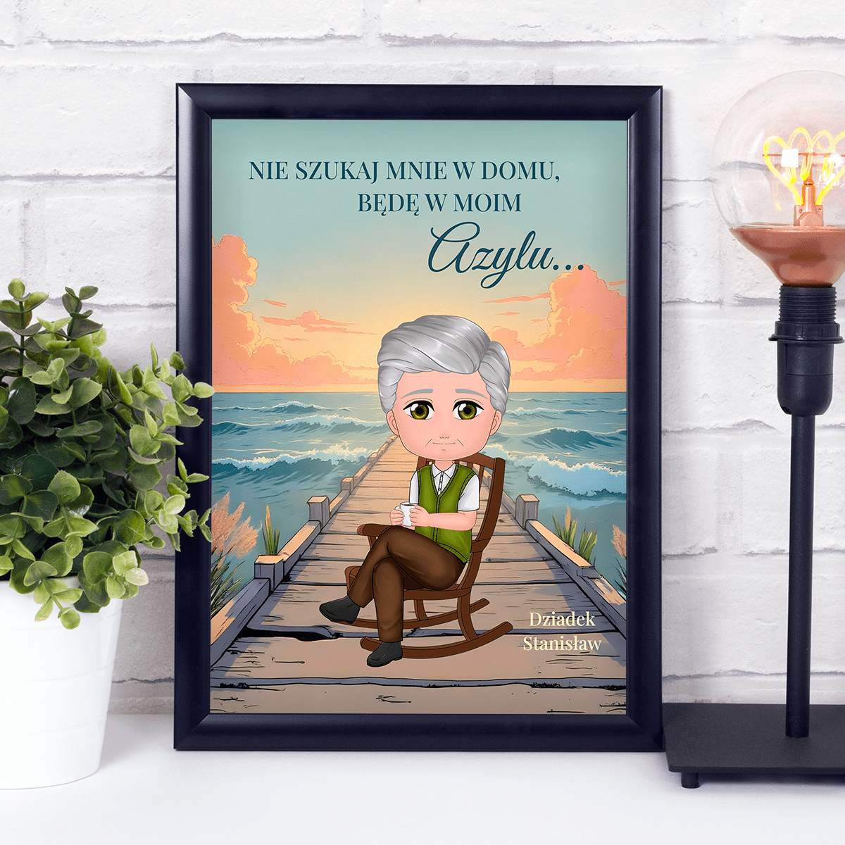 Azyl dziadka - Druk na szkle, spersonalizowany prezent dla dziadka - Adamell.pl
