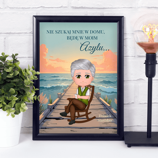 Azyl dziadka - Druk na szkle, spersonalizowany prezent dla dziadka - Adamell.pl