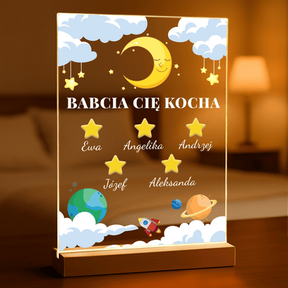 Babcia Cię kocha - Druk na szkle, spersonalizowany prezent dla dziecka - Adamell.pl