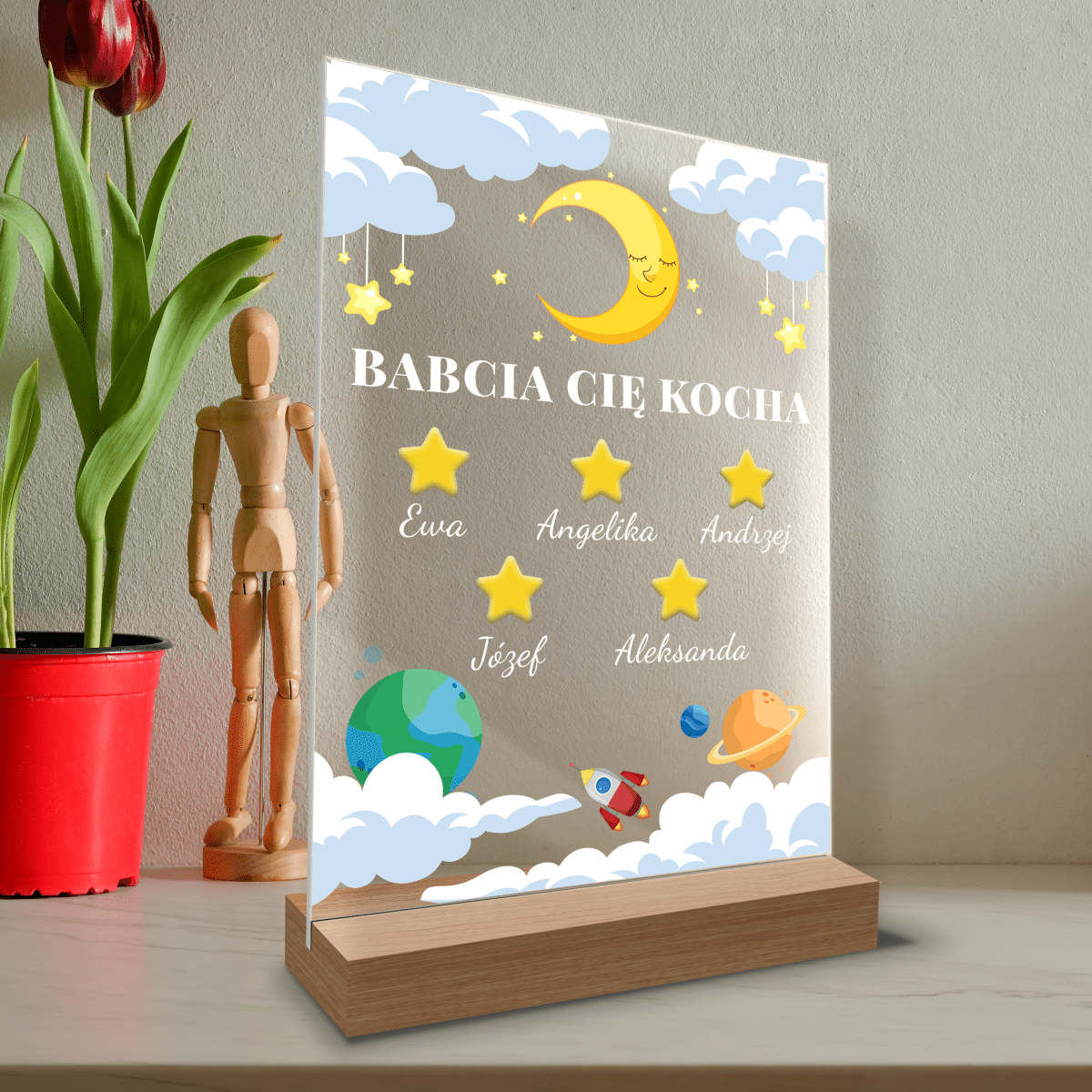 Babcia Cię kocha - Druk na szkle, spersonalizowany prezent dla dziecka - Adamell.pl
